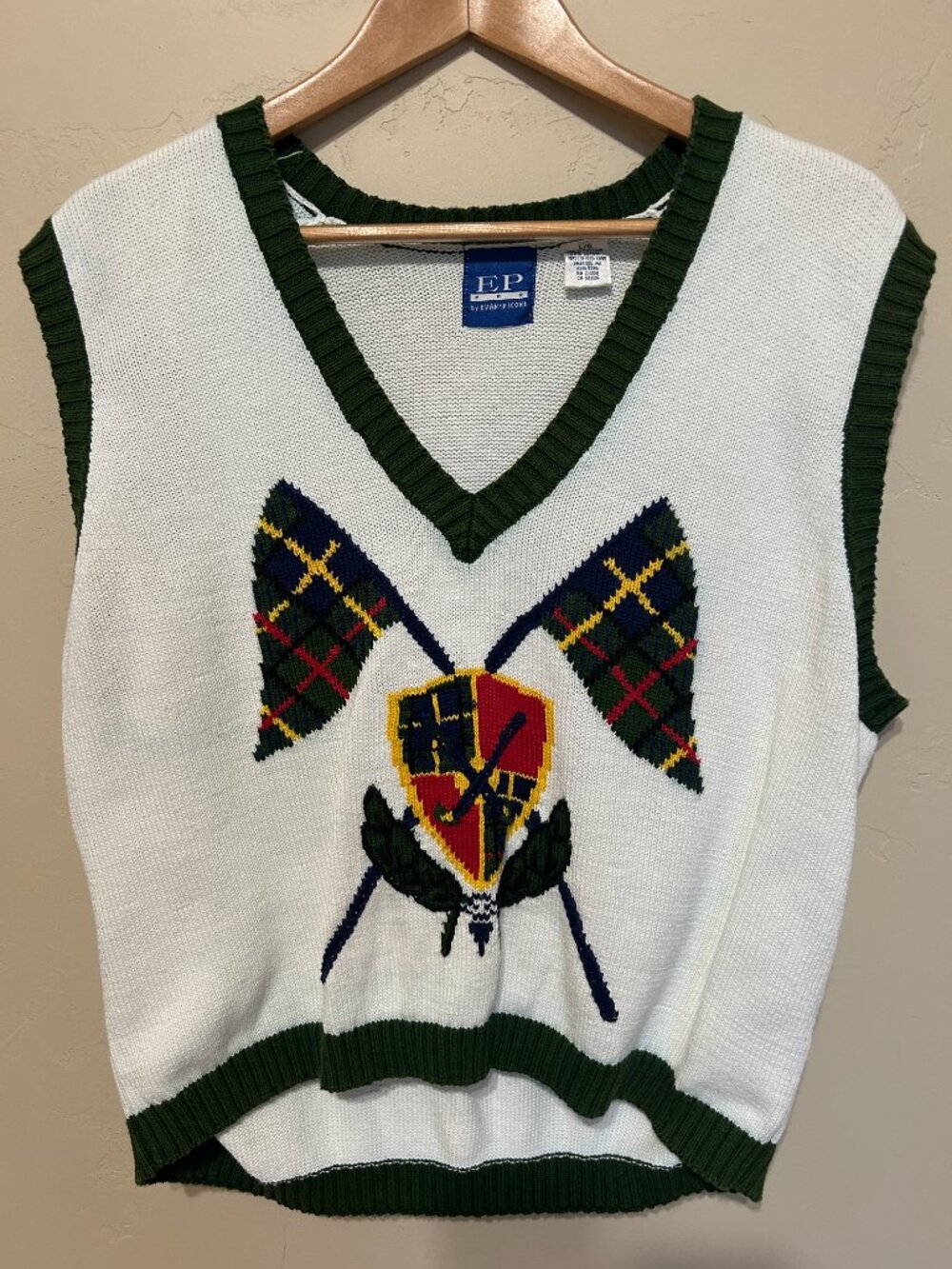 Vintage EP Pro by Evan Picone Golf Knit Sweater Vest Women's Size Large Cotton